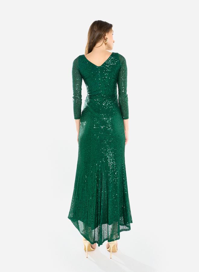 House of Moda Women Sequin Wrap Slit Maxi Dress - Image 5